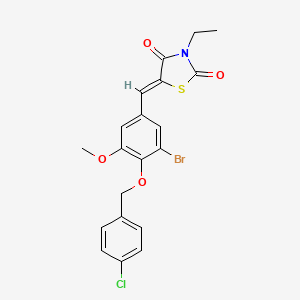 molecular formula C20H17BrClNO4S B5455993 5-{3-bromo-4-[(4-chlorobenzyl)oxy]-5-methoxybenzylidene}-3-ethyl-1,3-thiazolidine-2,4-dione 