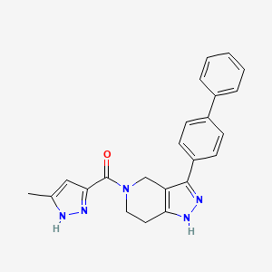 molecular formula C23H21N5O B5456009 (5-methyl-1H-pyrazol-3-yl)-[3-(4-phenylphenyl)-1,4,6,7-tetrahydropyrazolo[4,3-c]pyridin-5-yl]methanone 