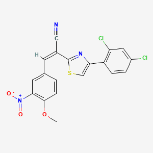 (Z)-2-[4-(2,4-dichlorophenyl)-1,3-thiazol-2-yl]-3-(4-methoxy-3-nitrophenyl)prop-2-enenitrile