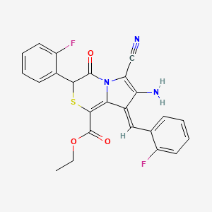 ethyl 7-amino-6-cyano-8-(2-fluorobenzylidene)-3-(2-fluorophenyl)-4-oxo-3,4-dihydro-8H-pyrrolo[2,1-c][1,4]thiazine-1-carboxylate