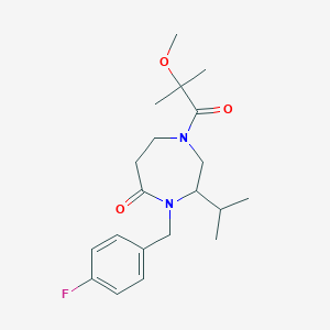 molecular formula C20H29FN2O3 B5456259 4-(4-fluorobenzyl)-3-isopropyl-1-(2-methoxy-2-methylpropanoyl)-1,4-diazepan-5-one 