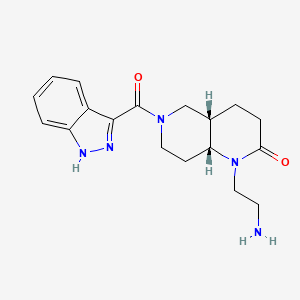 molecular formula C18H23N5O2 B5456309 rel-(4aS,8aR)-1-(2-aminoethyl)-6-(1H-indazol-3-ylcarbonyl)octahydro-1,6-naphthyridin-2(1H)-one hydrochloride 