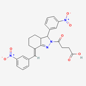 4-[(7E)-7-(3-nitrobenzylidene)-3-(3-nitrophenyl)-3,3a,4,5,6,7-hexahydro-2H-indazol-2-yl]-4-oxobutanoic acid