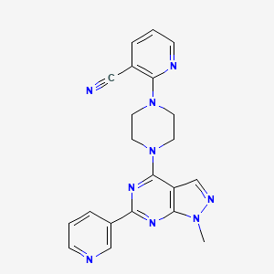 molecular formula C21H19N9 B5456430 2-{4-[1-methyl-6-(3-pyridinyl)-1H-pyrazolo[3,4-d]pyrimidin-4-yl]-1-piperazinyl}nicotinonitrile 