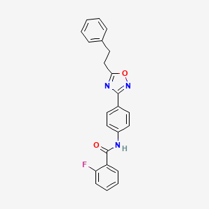 molecular formula C23H18FN3O2 B5456453 2-fluoro-N-{4-[5-(2-phenylethyl)-1,2,4-oxadiazol-3-yl]phenyl}benzamide 