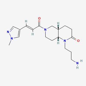 molecular formula C18H27N5O2 B5456469 rel-(4aS,8aR)-1-(3-aminopropyl)-6-[(2E)-3-(1-methyl-1H-pyrazol-4-yl)-2-propenoyl]octahydro-1,6-naphthyridin-2(1H)-one hydrochloride 