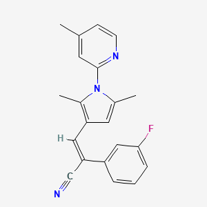 (E)-3-[2,5-dimethyl-1-(4-methylpyridin-2-yl)pyrrol-3-yl]-2-(3-fluorophenyl)prop-2-enenitrile