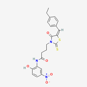 molecular formula C22H21N3O5S2 B5456624 4-[5-(4-ethylbenzylidene)-4-oxo-2-thioxo-1,3-thiazolidin-3-yl]-N-(2-hydroxy-5-nitrophenyl)butanamide 