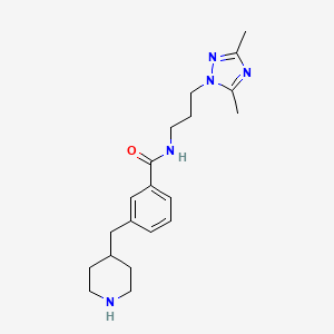 molecular formula C20H29N5O B5456625 N-[3-(3,5-dimethyl-1H-1,2,4-triazol-1-yl)propyl]-3-(4-piperidinylmethyl)benzamide 