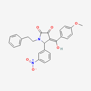 molecular formula C26H22N2O6 B5456682 3-hydroxy-4-(4-methoxybenzoyl)-5-(3-nitrophenyl)-1-(2-phenylethyl)-1,5-dihydro-2H-pyrrol-2-one 