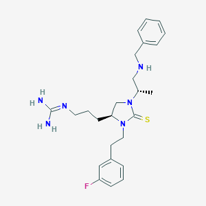 molecular formula C25H35FN6S B545671 n-(3-(1-(2-(Benzylamino)-1-methylethyl)-3-(2-(3-fluorophenyl)ethyl)-2-thioxoimidazolidin-4-yl)propyl)guanidine 