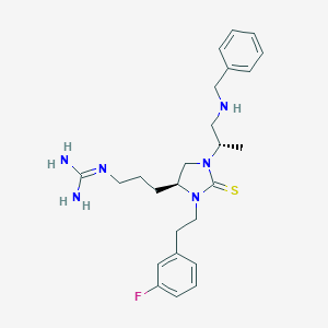 molecular formula C25H35FN6S B545671 n-(3-(1-(2-(苯甲氨基)-1-甲基乙基)-3-(2-(3-氟苯基)乙基)-2-硫代咪唑烷-4-基)丙基)胍 