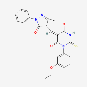 1-(3-ethoxyphenyl)-5-[(3-methyl-5-oxo-1-phenyl-4,5-dihydro-1H-pyrazol-4-yl)methylene]-2-thioxodihydro-4,6(1H,5H)-pyrimidinedione