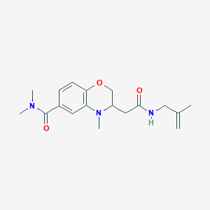 molecular formula C18H25N3O3 B5456749 N,N,4-trimethyl-3-{2-[(2-methylprop-2-en-1-yl)amino]-2-oxoethyl}-3,4-dihydro-2H-1,4-benzoxazine-6-carboxamide 