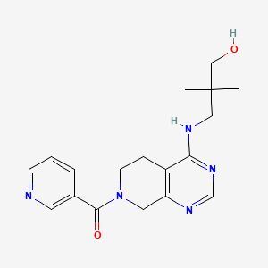 molecular formula C18H23N5O2 B5456799 2,2-dimethyl-3-{[7-(pyridin-3-ylcarbonyl)-5,6,7,8-tetrahydropyrido[3,4-d]pyrimidin-4-yl]amino}propan-1-ol 