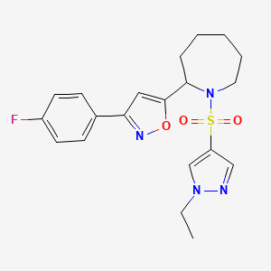 molecular formula C20H23FN4O3S B5456985 1-[(1-ethyl-1H-pyrazol-4-yl)sulfonyl]-2-[3-(4-fluorophenyl)-5-isoxazolyl]azepane 