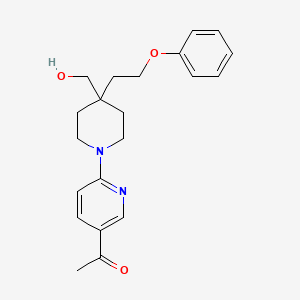 molecular formula C21H26N2O3 B5456997 1-{6-[4-(hydroxymethyl)-4-(2-phenoxyethyl)piperidin-1-yl]pyridin-3-yl}ethanone 
