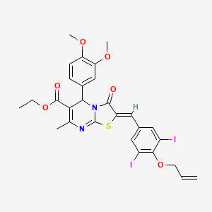 molecular formula C28H26I2N2O6S B5457025 ethyl 2-[4-(allyloxy)-3,5-diiodobenzylidene]-5-(3,4-dimethoxyphenyl)-7-methyl-3-oxo-2,3-dihydro-5H-[1,3]thiazolo[3,2-a]pyrimidine-6-carboxylate 