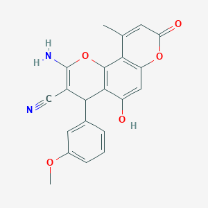 molecular formula C21H16N2O5 B5457044 2-amino-5-hydroxy-4-(3-methoxyphenyl)-10-methyl-8-oxo-4H,8H-pyrano[2,3-f]chromene-3-carbonitrile 