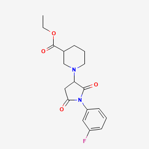 molecular formula C18H21FN2O4 B5457049 ethyl 1-[1-(3-fluorophenyl)-2,5-dioxo-3-pyrrolidinyl]-3-piperidinecarboxylate 