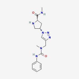 molecular formula C17H23N7O2 B5457073 (4S)-4-(4-{[(anilinocarbonyl)(methyl)amino]methyl}-1H-1,2,3-triazol-1-yl)-N-methyl-L-prolinamide hydrochloride 