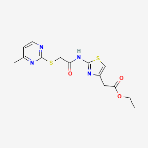 molecular formula C14H16N4O3S2 B5457140 ethyl [2-({[(4-methyl-2-pyrimidinyl)thio]acetyl}amino)-1,3-thiazol-4-yl]acetate 