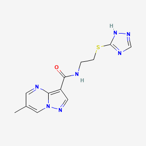 molecular formula C12H13N7OS B5457177 6-methyl-N-[2-(1H-1,2,4-triazol-5-ylthio)ethyl]pyrazolo[1,5-a]pyrimidine-3-carboxamide 