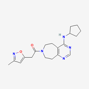 molecular formula C19H25N5O2 B5457195 N-cyclopentyl-7-[(3-methylisoxazol-5-yl)acetyl]-6,7,8,9-tetrahydro-5H-pyrimido[4,5-d]azepin-4-amine 
