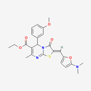 molecular formula C24H25N3O5S B5457197 ethyl 2-{[5-(dimethylamino)-2-furyl]methylene}-5-(3-methoxyphenyl)-7-methyl-3-oxo-2,3-dihydro-5H-[1,3]thiazolo[3,2-a]pyrimidine-6-carboxylate 