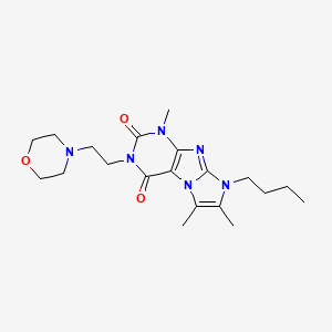 molecular formula C20H30N6O3 B5457293 8-butyl-1,6,7-trimethyl-3-[2-(4-morpholinyl)ethyl]-1H-imidazo[2,1-f]purine-2,4(3H,8H)-dione 