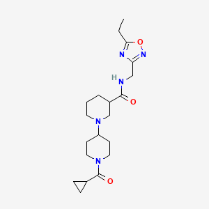 molecular formula C20H31N5O3 B5457298 1'-(cyclopropylcarbonyl)-N-[(5-ethyl-1,2,4-oxadiazol-3-yl)methyl]-1,4'-bipiperidine-3-carboxamide 