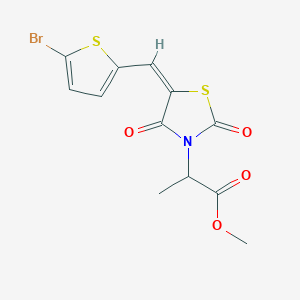molecular formula C12H10BrNO4S2 B5457323 methyl 2-{5-[(5-bromo-2-thienyl)methylene]-2,4-dioxo-1,3-thiazolidin-3-yl}propanoate 