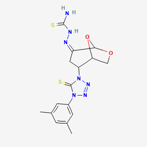 molecular formula C16H19N7O2S2 B5457341 2-[4-(3,5-dimethylphenyl)-5-thioxo-4,5-dihydro-1H-tetrazol-1-yl]-6,8-dioxabicyclo[3.2.1]octan-4-one thiosemicarbazone 
