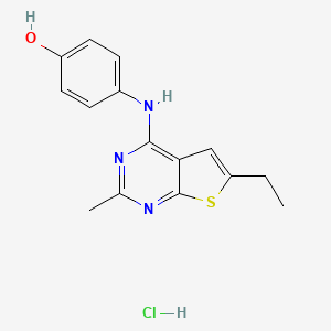 molecular formula C15H16ClN3OS B5457348 4-[(6-ethyl-2-methylthieno[2,3-d]pyrimidin-4-yl)amino]phenol hydrochloride 