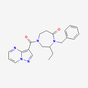 4-benzyl-3-ethyl-1-(pyrazolo[1,5-a]pyrimidin-3-ylcarbonyl)-1,4-diazepan-5-one
