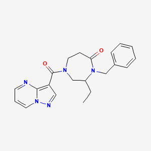 molecular formula C21H23N5O2 B5457360 4-benzyl-3-ethyl-1-(pyrazolo[1,5-a]pyrimidin-3-ylcarbonyl)-1,4-diazepan-5-one 