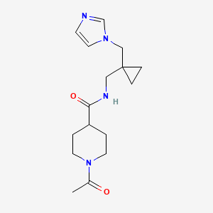 molecular formula C16H24N4O2 B5457367 1-acetyl-N-{[1-(1H-imidazol-1-ylmethyl)cyclopropyl]methyl}piperidine-4-carboxamide 