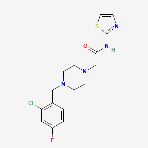 molecular formula C16H18ClFN4OS B5457385 2-[4-(2-chloro-4-fluorobenzyl)-1-piperazinyl]-N-1,3-thiazol-2-ylacetamide 