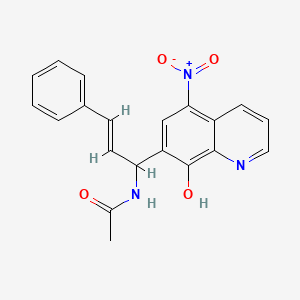 molecular formula C20H17N3O4 B5457425 N-[1-(8-hydroxy-5-nitro-7-quinolinyl)-3-phenyl-2-propen-1-yl]acetamide 