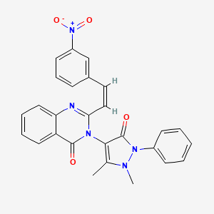 molecular formula C27H21N5O4 B5457448 3-(1,5-dimethyl-3-oxo-2-phenyl-2,3-dihydro-1H-pyrazol-4-yl)-2-[2-(3-nitrophenyl)vinyl]-4(3H)-quinazolinone 