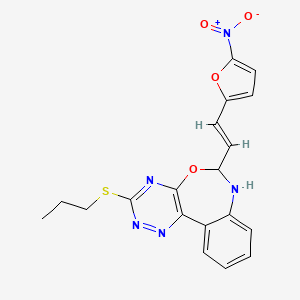 molecular formula C19H17N5O4S B5457456 6-[2-(5-nitro-2-furyl)vinyl]-3-(propylthio)-6,7-dihydro[1,2,4]triazino[5,6-d][3,1]benzoxazepine 