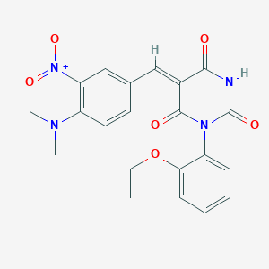 molecular formula C21H20N4O6 B5457463 5-[4-(dimethylamino)-3-nitrobenzylidene]-1-(2-ethoxyphenyl)-2,4,6(1H,3H,5H)-pyrimidinetrione 