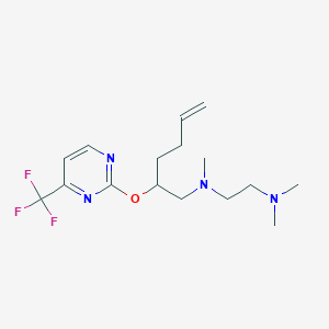 molecular formula C16H25F3N4O B5457494 N,N,N'-trimethyl-N'-[((2R,5S)-5-{[4-(trifluoromethyl)pyrimidin-2-yl]methyl}tetrahydrofuran-2-yl)methyl]ethane-1,2-diamine 