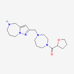 molecular formula C18H29N5O2 B5457505 2-{[4-(tetrahydro-2-furanylcarbonyl)-1,4-diazepan-1-yl]methyl}-5,6,7,8-tetrahydro-4H-pyrazolo[1,5-a][1,4]diazepine 