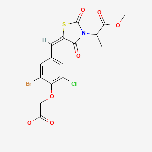molecular formula C17H15BrClNO7S B5457512 methyl 2-{5-[3-bromo-5-chloro-4-(2-methoxy-2-oxoethoxy)benzylidene]-2,4-dioxo-1,3-thiazolidin-3-yl}propanoate 