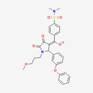 molecular formula C29H30N2O7S B5457551 4-{[4-hydroxy-1-(3-methoxypropyl)-5-oxo-2-(3-phenoxyphenyl)-2,5-dihydro-1H-pyrrol-3-yl]carbonyl}-N,N-dimethylbenzenesulfonamide 