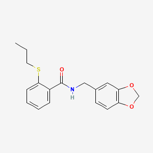 molecular formula C18H19NO3S B5457663 N-(1,3-benzodioxol-5-ylmethyl)-2-(propylthio)benzamide 