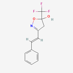 molecular formula C12H10F3NO2 B5457696 3-(2-phenylvinyl)-5-(trifluoromethyl)-4,5-dihydro-5-isoxazolol 