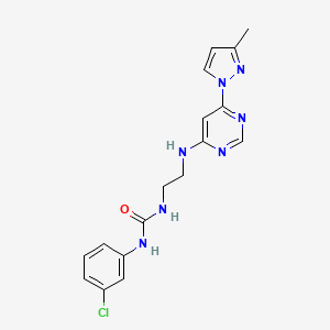 molecular formula C17H18ClN7O B5457776 N-(3-chlorophenyl)-N'-(2-{[6-(3-methyl-1H-pyrazol-1-yl)-4-pyrimidinyl]amino}ethyl)urea 