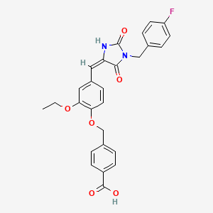 molecular formula C27H23FN2O6 B5457795 4-[(2-ethoxy-4-{[1-(4-fluorobenzyl)-2,5-dioxo-4-imidazolidinylidene]methyl}phenoxy)methyl]benzoic acid 